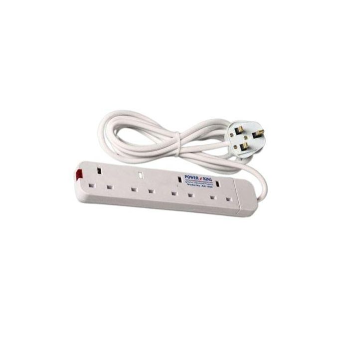 Power King Best 4 Way Power Extension With Long Cable – White