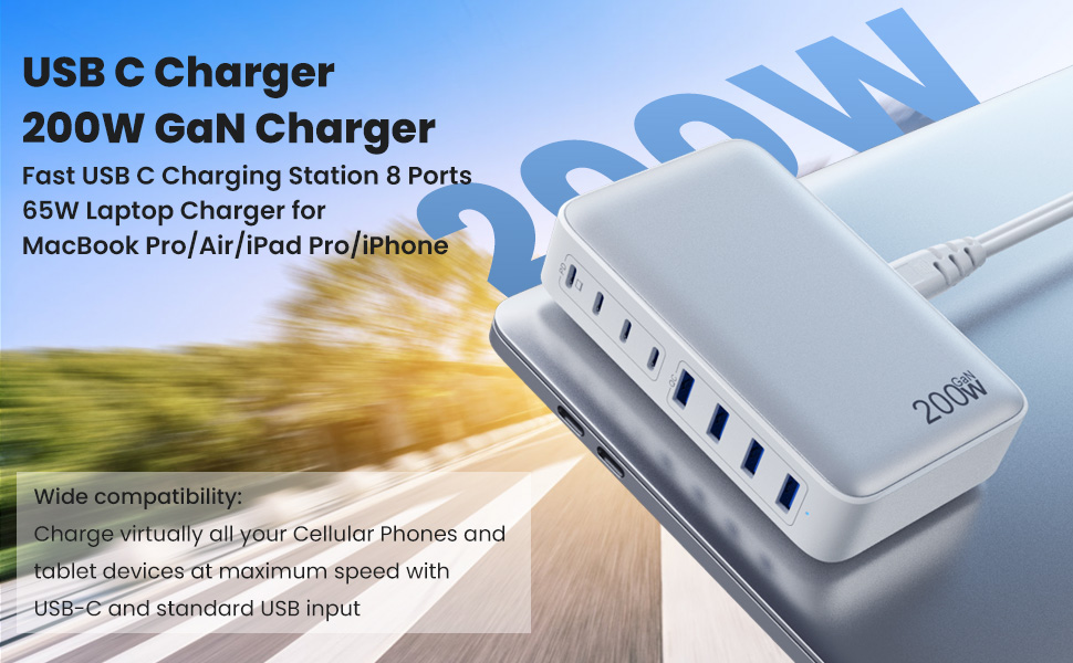 USB-C Charger 200W GaN Charger