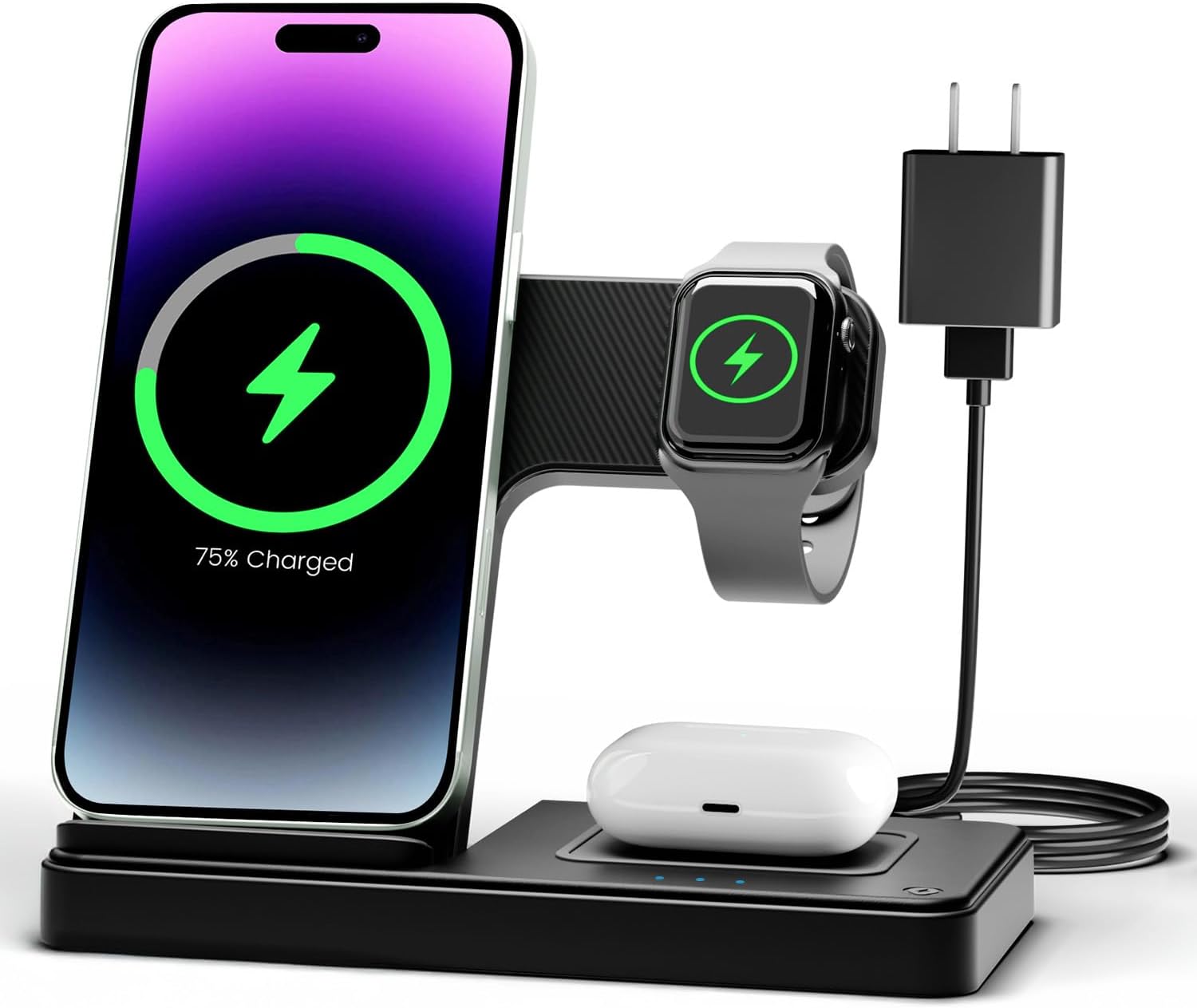 3-in-1 Foldable Wireless Charging Station for Apple - iPhone 17/16/15/14/13, Apple Watch Ultra/10/9/8, and AirPods Pro 4/3 1 3-in-1 Foldable Wireless Charging Station for Apple - iPhone 17/16/15/14/13, Apple Watch Ultra/10/9/8, and AirPods Pro 4/3
