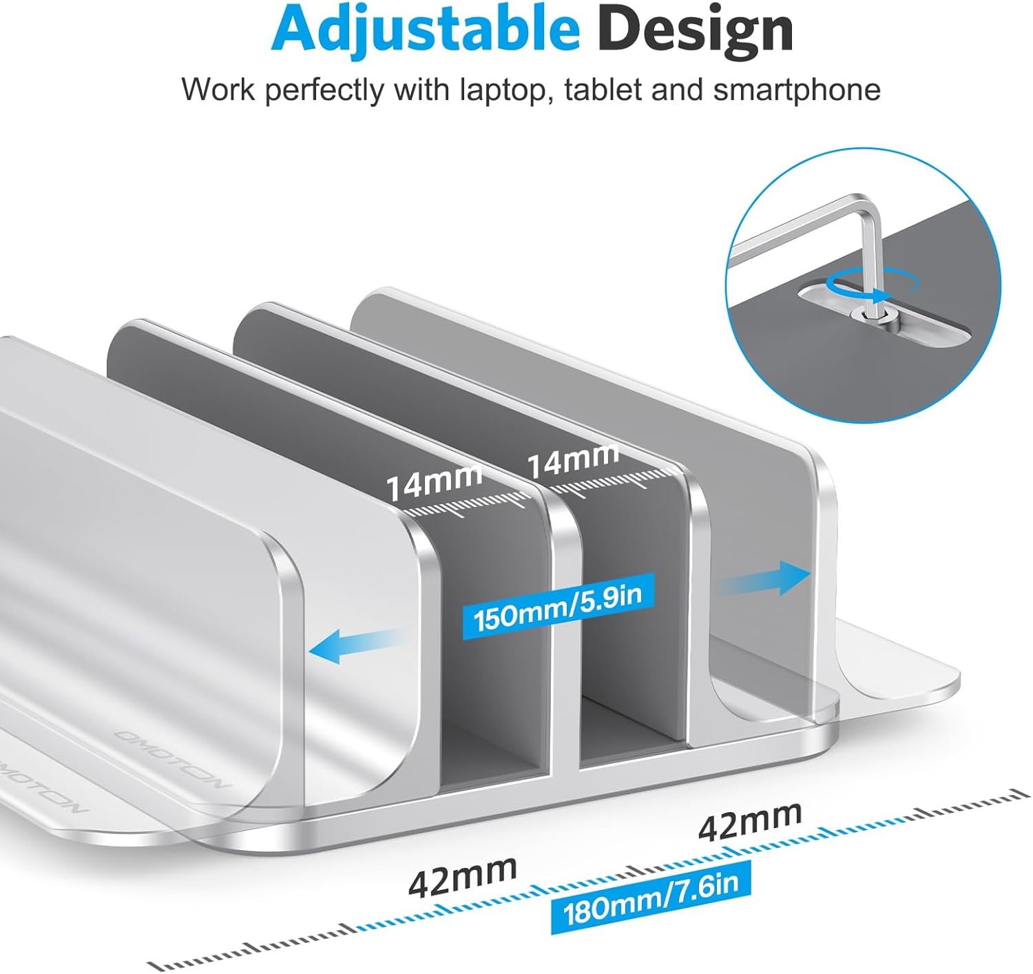OMOTON Premium Double Vertical Laptop Stand (Anodized Aluminum) 4 Adjustable Design