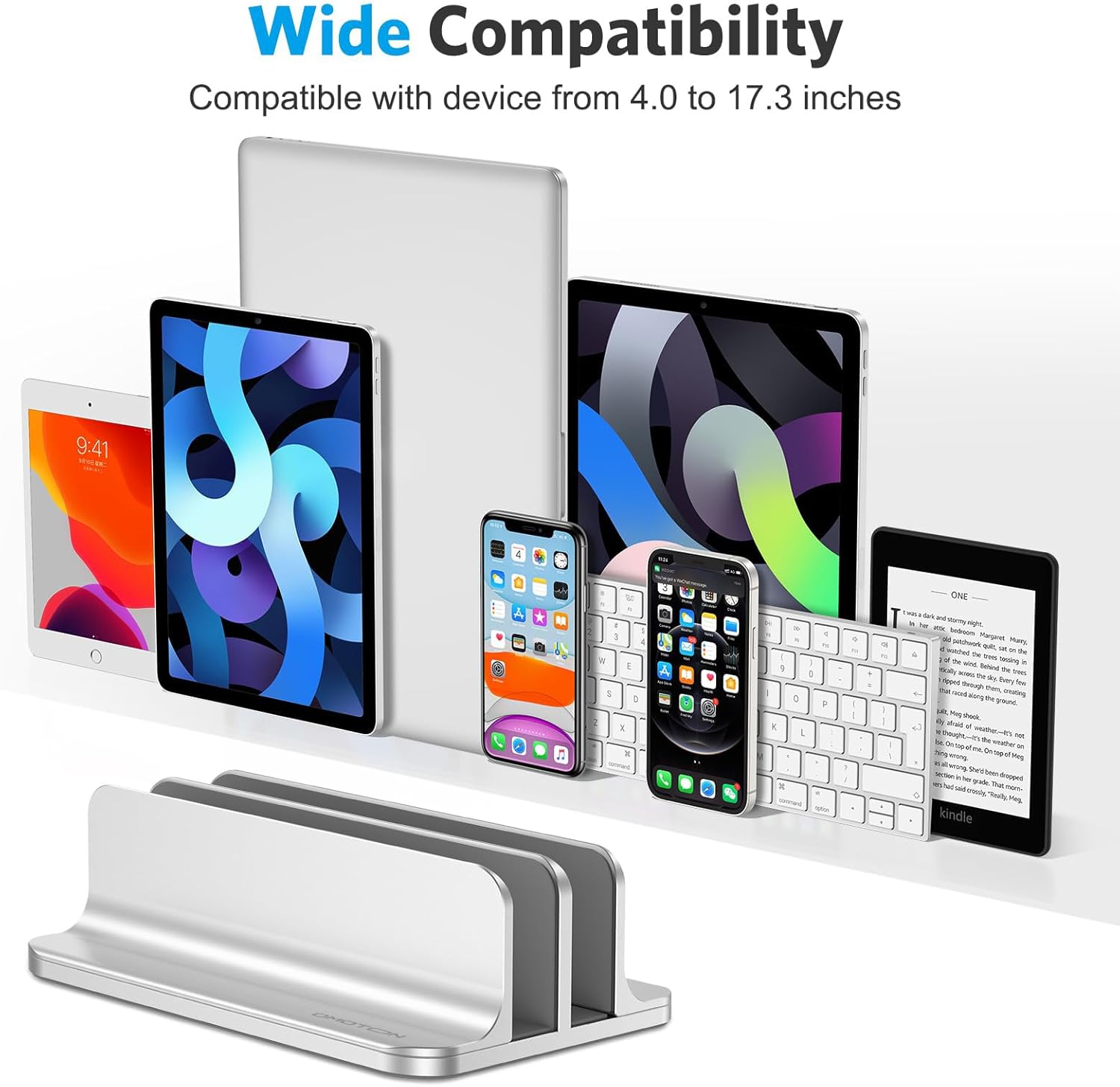 OMOTON Premium Double Vertical Laptop Stand (Anodized Aluminum) 3 Wide Compatibility