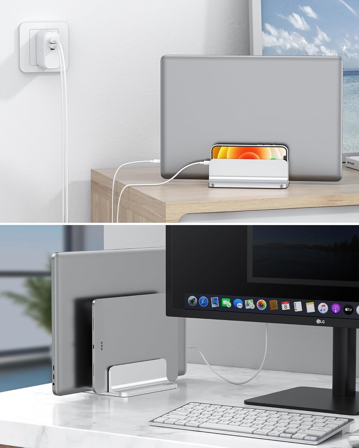 OMOTON Premium Double Vertical Laptop Stand (Anodized Aluminum) 6 OMOTON Premium Double Vertical Laptop Stand (Anodized Aluminum) - Image 6