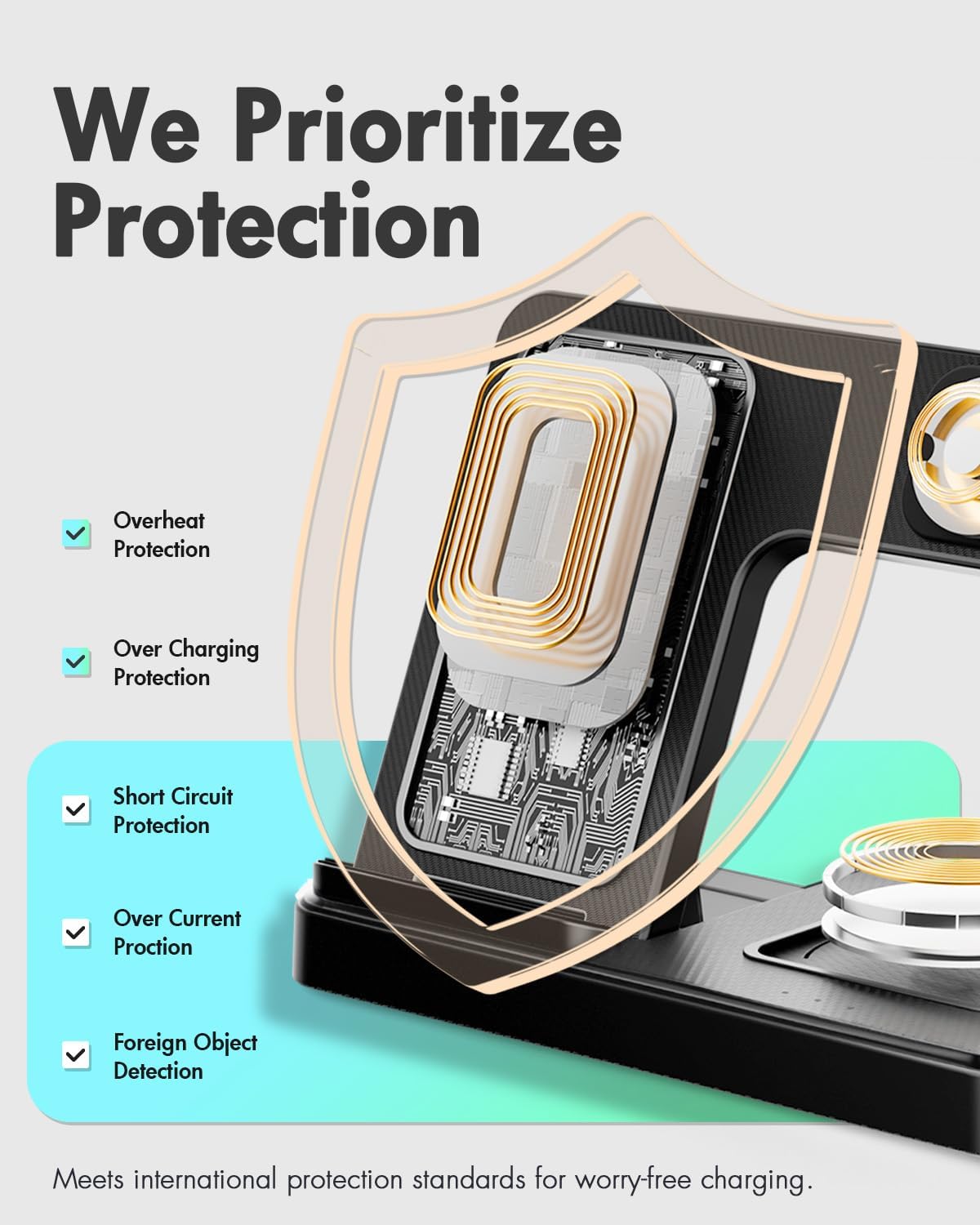 3-in-1 Foldable Wireless Charging Station for Apple - iPhone 17/16/15/14/13, Apple Watch Ultra/10/9/8, and AirPods Pro 4/3 6 We Prioritize Protection