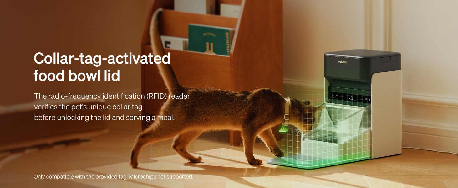 Collar-tag-activated food bowl lid