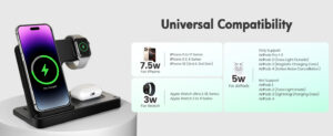 3-in-1 Foldable Wireless Charging Station for Apple - iPhone 17/16/15/14/13, Apple Watch Ultra/10/9/8, and AirPods Pro 4/3 12 Universal Compatibility