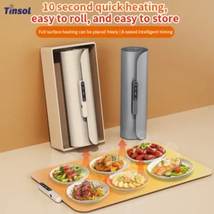 TINSOL Food Warmer Pad Foldable Silicone Heating Pad Portable Meal Cart Insulation Pad 8-Level Temperature Adjustment 1