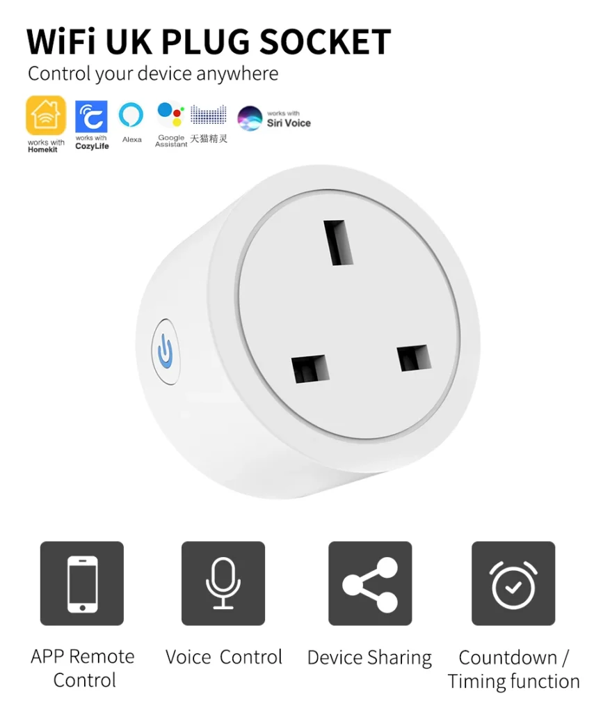 Tuya 20A Smart WiFi Plug with Energy Monitor - Power Bill Saver Kenya