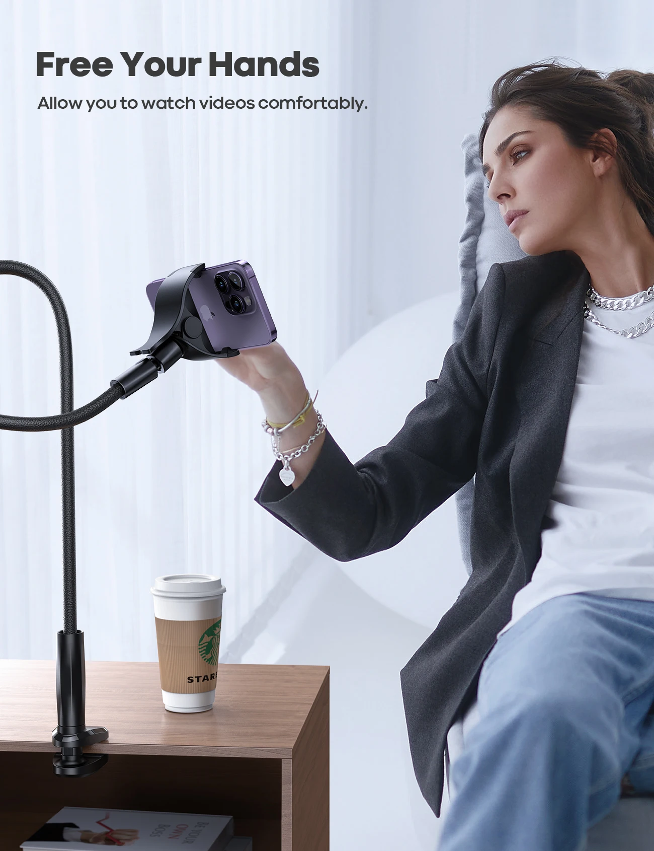 Lamicall GP05 Gooseneck Phone Holder | 38" Adjustable Bed & Desk Stand 2 Lamicall GP05 Gooseneck Phone Holder | 38" Adjustable Bed & Desk Stand - Image 2