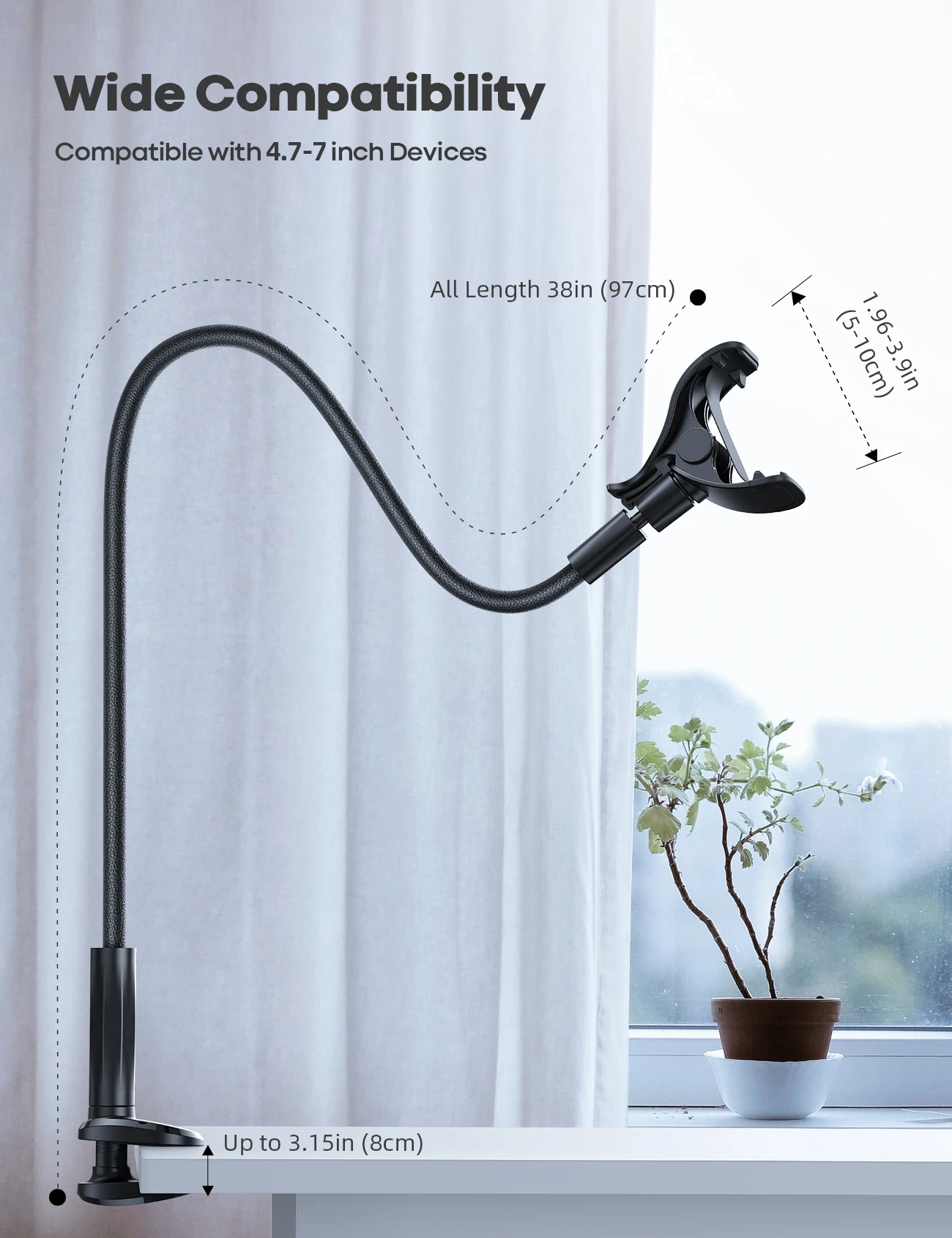 Lamicall GP05 Gooseneck Phone Holder | 38" Adjustable Bed & Desk Stand 5 Lamicall GP05 Gooseneck Phone Holder | 38" Adjustable Bed & Desk Stand - Image 5