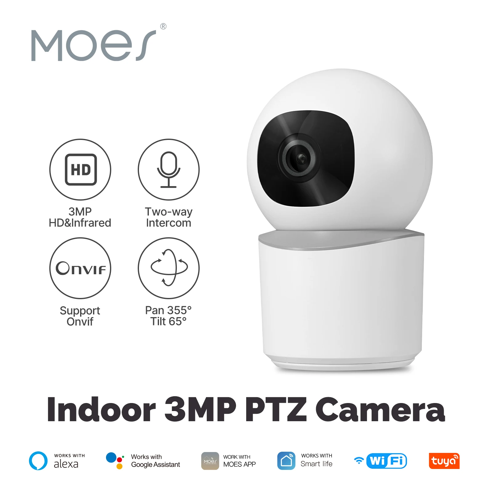 MOES 3MP WiFi Indoor Security Camera Kenya with Pan/Tilt, Motion Tracking and Night Vision 3 MOES 3MP WiFi Indoor Security Camera Kenya with Pan/Tilt, Motion Tracking and Night Vision - Image 3