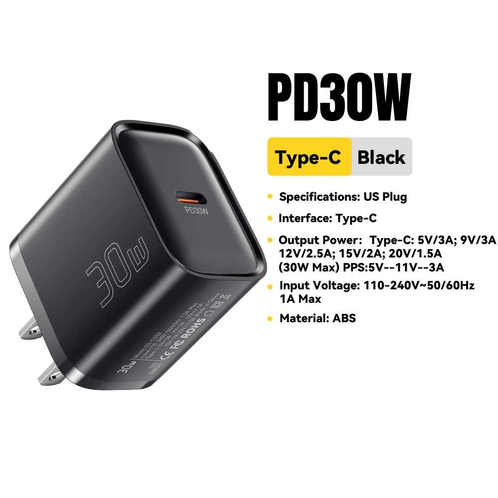 Essager 30W GaN USB-C PD Super Fast Charger (UK 3-Pin Plug) 8 Essager 30W GaN USB-C PD Super Fast Charger (UK 3-Pin Plug) - Image 8